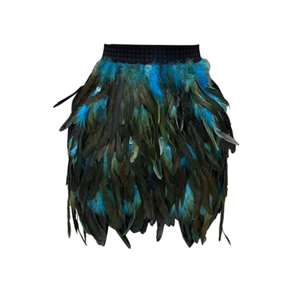 6495 Skirt Natural Feather Skirt A-Line Short Feather Elastic Mid Waist
